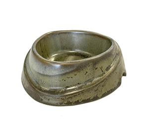 duvoplus, Dinner Set Stone UP Rettangolo 200 ML - 41x14,5 cm Bianco/Nero, Supporto Nero in Acciaio, Ceramica Smaltata per Alimenti umidi, Cibo Secco e Acqua, Lavabile in lavastoviglie