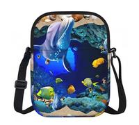 DUWAA 3d Underwater World Dolphin Print Crossbody Phone Purse Anti Theft, piccola borsa a tracolla con cerniera e tracolla regolabile
