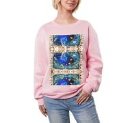 DUWAA 3d Underwater World Dolphin Stampa Super Caldo Casual Girocollo Pullover, Donna Manica Lunga Felpa Pesante Inverno Top, rosa, M