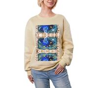 DUWAA 3d Underwater World Dolphin Stampa Super Caldo Casual Girocollo Pullover, Donna Manica Lunga Felpa Pesante Inverno Top, Albicocca, XL