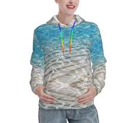 DUWAA Abbigliamento invernale da donna con stampa acqua di mare trasparente, morbida e accogliente, felpa con cappuccio aderente con tasca a marsupio, Nero , L
