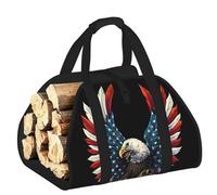 DUWAA American Eagle Flag Print Storage Bag Log Burner Accessori Heavy Duty Tool Bag per interni ed esterni Camino Storage