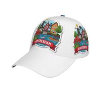 DUWAA Amsterdam - Cappello da baseball con stampa paesaggio urbano, cappello da golf per corsa all'aperto, cappello regolabile per papà, visiere per uomo e donna, nero