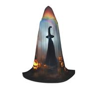 DUWAA Arcobaleno Halloween Ghost Witch Hat Spiders Stampa Mantello Medievale Mago Veste Mantello Con Cappuccio Rinascimento Mantello Costume Halloween Cosplay Prop