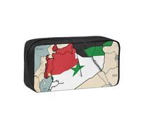 DUWAA Astuccio con stampa della bandiera della Repubblica Araba Siriana Map03, grande capacità, con cerniera, per scuola, ufficio, università, grande capacità, per adulti