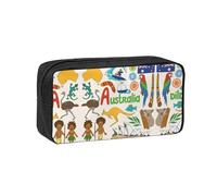 DUWAA Astuccio portamatite con stampa colorata con icone australiane, grande capacità, astuccio con cerniera, astuccio portatile per ufficio e viaggio
