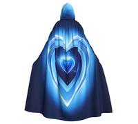 DUWAA Baby Blue Heart Print 149,9 cm Mantello Carnevale Unisex Adulto Con Cappuccio Mantello Per Halloween Strega Vampiro Mago Cosplay