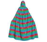 DUWAA Bandiera dell'Azerbaigian Stampa Uomo Cosplay Mantello Robe Costume Halloween Con Cappuccio Uniforme Mantello Medievale Mantello Mago Robe