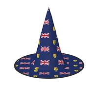 DUWAA Bandiera delle Isole Turks e Caicos Stampa Halloween Strega Cappello Costume Accessorio Donna Cappelli per Halloween Party Cosplay Accessori-2pcs