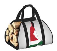 DUWAA Bandiera dello Stato della Palestina Map01, borsa in tela per legna da ardere, resistente, accessori per stufe a legna