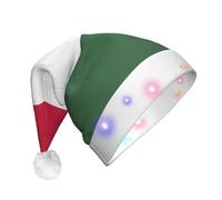 DUWAA Bandiera dell'Ungheria Stampa Led Peluche Cappello di Babbo Natale, Divertenti Cappelli di Natale Per Adulti Natale Capodanno Party Accessori