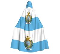 DUWAA Bandiera di San Marino Stampa Mantello Con Cappuccio Unisex Mantello Medievale Mago Veste Rinascimento Mantello Costume Halloween Cosplay