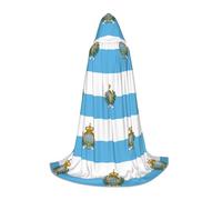 DUWAA Bandiera di San Marino Stampa Mantello Medievale Mago Veste Mantello Con Cappuccio Rinascimento Mantello Costume Halloween Cosplay Prop
