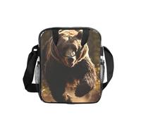 DUWAA Bear Running2 - Borsa porta pranzo trasparente con stampa per lavoro, borsa per il pranzo trasparente con tracolla regolabile e tasche laterali a doppia rete