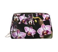 DUWAA Beauty case in pelle con stampa con orchidee e campanelle per donne e uomini, regalo da viaggio per bagno e doccia, Oro, Taglia unica