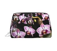 DUWAA Beauty case in pelle con stampa con orchidee e campanelle per donne e uomini, regalo da viaggio per bagno e doccia, Argento, Taglia unica