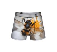 DUWAA Bee on Honeycomb Print Soft Slip intimo con sacchetto 3D a forma di U, biancheria intima da uomo in tessuto traspirante S-4XL, Nero , L