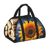 DUWAA Bella borsa portaoggetti con 2 stampe di girasole per bruciatori di legna, borsa per attrezzi resistente per interni ed esterni