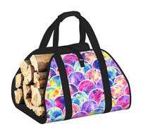 DUWAA Bella borsa portaoggetti con stampa a sirena dai colori dell'arcobaleno, accessori per bruciatori di legna resistente borsa per attrezzi per interni ed esterni per camini