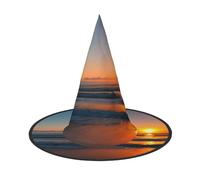 DUWAA Bella stampa dell'oceano dell'alba stampa di Halloween cappelli da strega da appendere accessori per costumi, decorazioni per casa, cortile, portica-3 pezzi