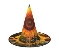 DUWAA Bella stampa di girasole 1 stampa Halloween cappelli da strega appeso accessori costumi, decorazioni per casa, cortile, portica-3 pezzi