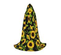DUWAA Bella stampa girasole mantello medievale stregone veste mantello con cappuccio rinascimentale mantello costume di Halloween Cosplay Prop