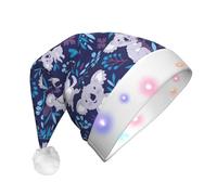 DUWAA Bella stampa koala ha condotto il cappello di Babbo Natale della peluche, cappelli divertenti di Natale per gli adulti accessori del partito di Capodanno di Natale