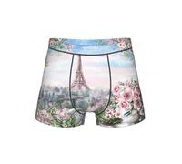 DUWAA Bella Torre Eiffel Parigi stampa slip morbido slip intimo con 3D a forma di U, tessuto traspirante biancheria intima uomo S-4XL, Nero , 4XL