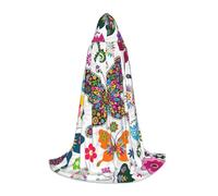DUWAA Bianco Motivo Floreale Colorato Farfalle Stampa Halloween Costume Vestiti Halloween Costume Medievale Mantello Per Le Donne Degli Uomini Rinascimento Con Cappuccio Mantello