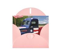 DUWAA Biglietti di auguri per il 4 luglio con stampa di camion patriottici per clienti e dipendenti adulti, 10,2 x 15,2 cm