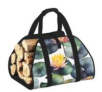 DUWAA Black Lily Pads 1 Borsa portaoggetti con stampa per bruciatori di legna Borsa per attrezzi resistente per interni ed esterni per caminetti