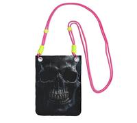 DUWAA Black Skull1 - Borsa a tracolla da donna, borsa a tracolla, mini borsa da viaggio, borsa per telefono, portafoglio per telefono