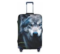 DUWAA Blue Eyes Wolf1 - Copertura per bagagli da viaggio, impermeabile, antipolvere, protezione elastica per bagagli, bianco, Small