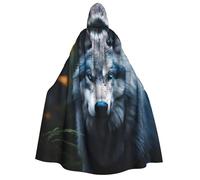 DUWAA Blue Eyes Wolf1 stampa con cappuccio Robe Halloween Cosplay Costume Accappatoio Mantello Mantello Mago Raven Cosplay Costume
