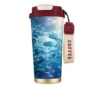 DUWAA Blue Ocean Underwater Fish3 - Tazza da caffè isolata in acciaio inox, da viaggio, da campeggio, per uomini e donne