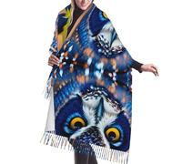 DUWAA Blue Owl 1 Stampa Morbido Cashmere-Like Wrap Chic Sciarpa Stola Per Le Donne Wayfarer Viaggio Pashmina Scialle Wraps