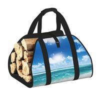 DUWAA Blue Sky Tropical Seascape Print Storage Bag Log Burner Accessori Heavy Duty Tool Bag per interni ed esterni Camino Storage