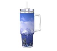 DUWAA Blue Sky White Snow Mountain View Print Bicchiere grande con manico per uso quotidiano Ice Bully Cup Hot/Cold Travel bottiglia da caffè regali