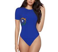 DUWAA Body a maniche corte con stampa della bandiera dello Stato del Nevada, magliette elastiche di base con scollo rotondo per tutti i giorni top per le donne, Nero , L