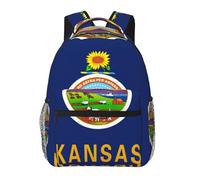DUWAA Borsa a tracolla con stampa bandiera del Kansas con 1 grande, 1 tasca frontale e 2 tasche laterali, zaino per libri impermeabile per adulti