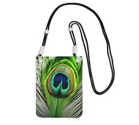 DUWAA Borsa a tracolla con stampa di piume di pavone verde per le donne, borsa a tracolla, mini borsa per telefono da viaggio, portafoglio per telefono, nero, Taglia unica