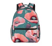 DUWAA Borsa a tracolla con stampa papaveri pastello con 1 grande, 1 frontale e 2 tasche laterali, zaino per libri impermeabile per adulti