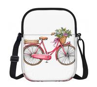 DUWAA Borsa a tracolla Oxford delle donne della stampa della bicicletta per le donne, borsa resistente all'acqua dell'imbracatura di 15×21cm con la chiusura lampo