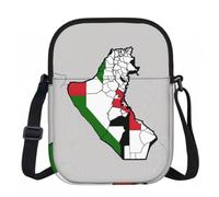 DUWAA Borsa a tracolla regolabile di Oxford della cinghia della stampa topografica della mappa della bandiera della Palestina, piccola borsa a tracolla resistente all'acqua per il viaggio