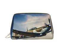 DUWAA Borsa da toilette in pelle con stampa aeroplano della seconda guerra mondiale per donne e uomini, regalo da viaggio per bagno doccia articoli da toeletta, Oro, Taglia unica
