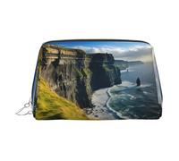 DUWAA Borsa da toilette in pelle con stampa di Clare The Cliffs della contea di Irlanda all'aperto per donne e uomini, regalo di viaggio per bagno doccia articoli da toeletta borsa organizer, Argento