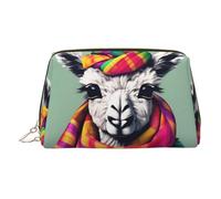 DUWAA Borsa da toilette in pelle con stampa lama in una sciarpa, per donne e uomini, regalo da viaggio per bagno e doccia, Oro, Taglia unica