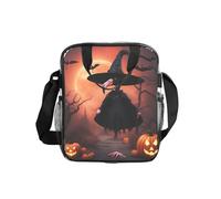 DUWAA Borsa per il pranzo trasparente con stampa di cappello da strega fenicottero di Halloween per il lavoro, borsa trasparente per il pranzo con tracolla regolabile e tasche laterali a doppia rete