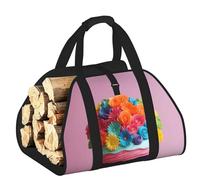 DUWAA Borsa portaoggetti colorata con stampa di cupcake e fiori arcobaleno, accessori per bruciatori di tronchi, borsa per attrezzi resistente per interni ed esterni