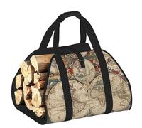 DUWAA Borsa portaoggetti con mappa del mondo, stampa retrò, accessori per bruciatori di legna, borsa per attrezzi resistente per interni ed esterni